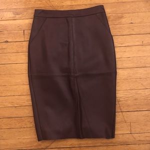 Plum leather pencil skirt